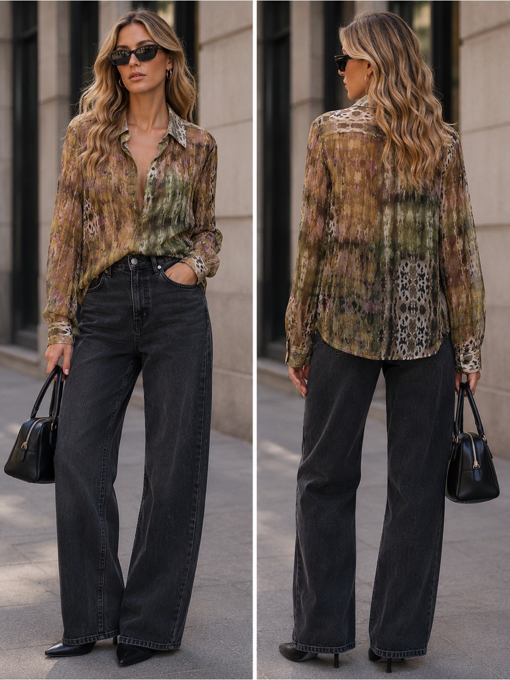 ZARA Printed Shirt with Metallic Thread – Size M NWOT